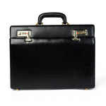 Black office suitcase briefcase by Classy Leather Bags with sturdy handle and sleek design for professional use.