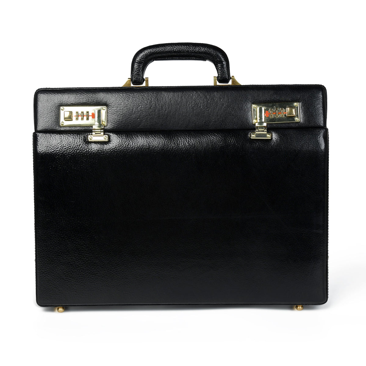 Black office suitcase briefcase by Classy Leather Bags with sturdy handle and sleek design for professional use.