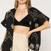 Umgee Open Front Embroidered Fringe Kimono - Black