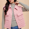 Annie Wear Texture Quilted Snap Down Vest Coat - Blush Pink