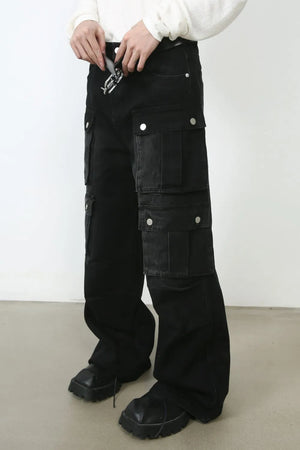 Men's Wide Leg Jeans with Cargo Pockets - Farnelli