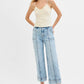 RISEN Full Size High Rise Crop Wide Front Seam Detailed Jeans Plus Size - Farnelli