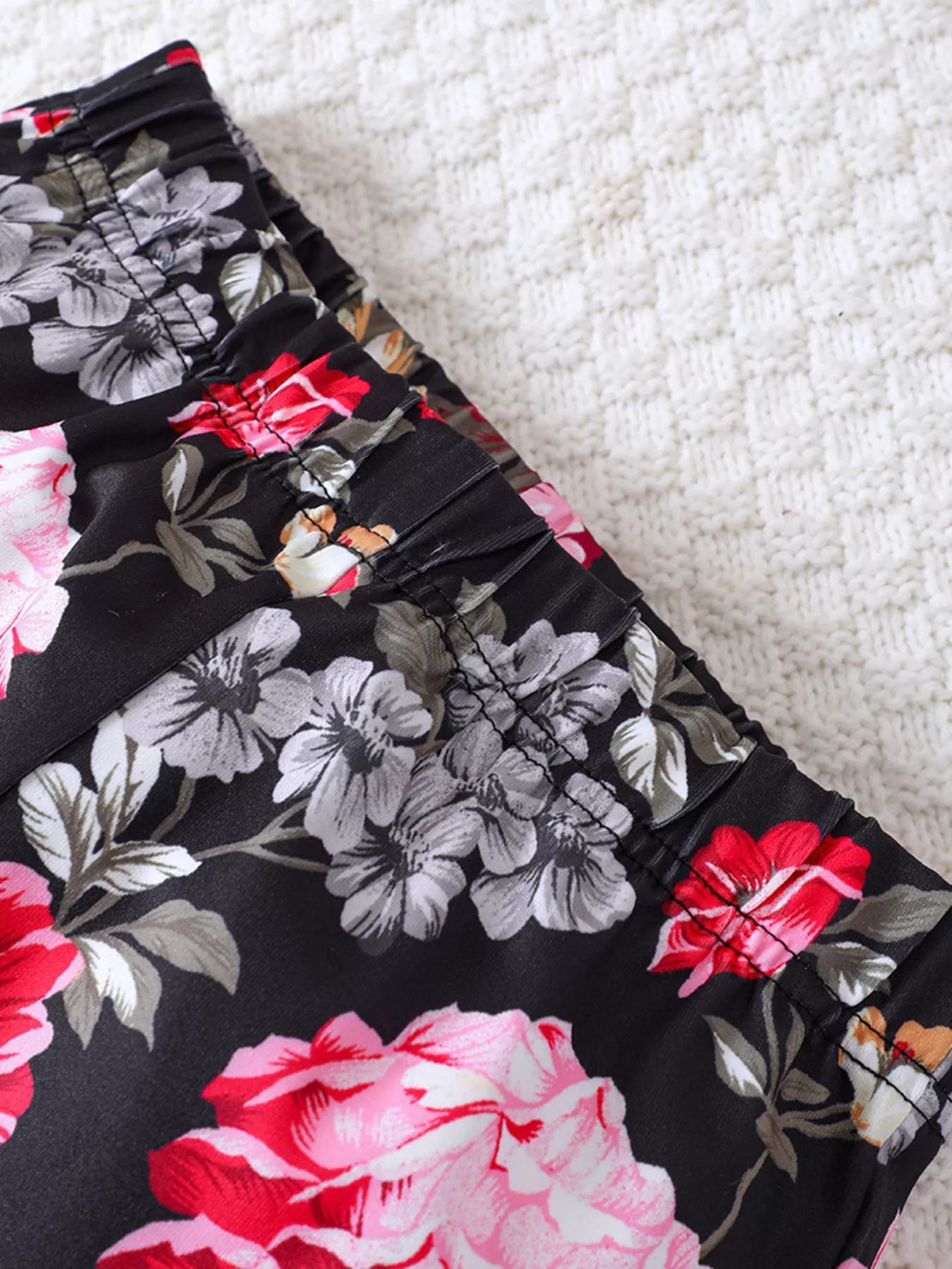 Children's Solid Top & Floral Flare Pants Set - Farnelli