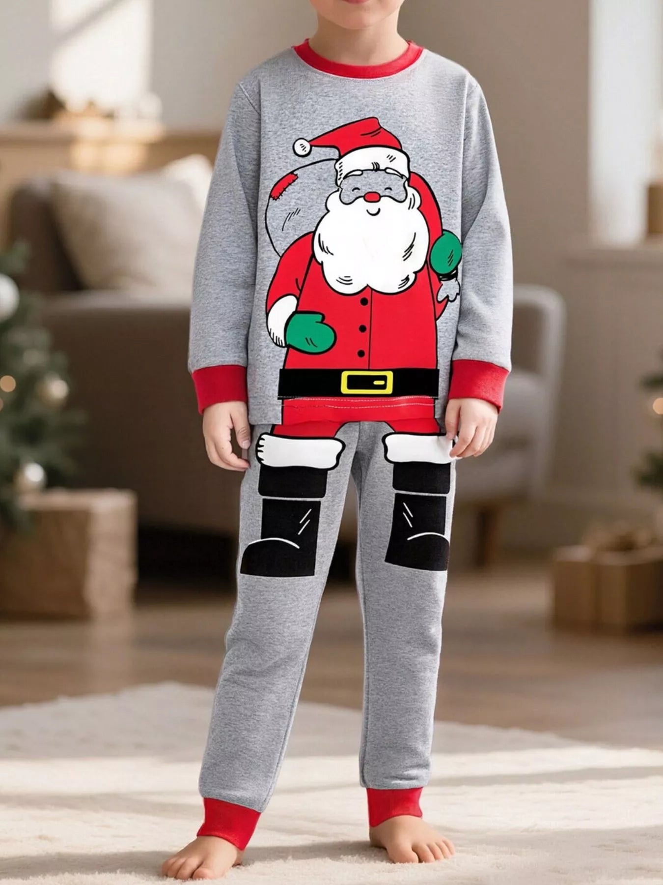 Children's Santa Round Neck Pajama Set - Farnelli