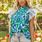 Elsa Floral Lace Trim Ruffle Sleeve Pleated Loose Blouse - Farnelli