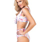 FLORAL/STRIPED HALTER TIE FORNT HIGH WAIST BIKINI SET