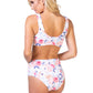 FLORAL/STRIPED HALTER TIE FORNT HIGH WAIST BIKINI SET