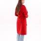 Karina Belted Wool Cashmere Blend Overcoat in Ruby