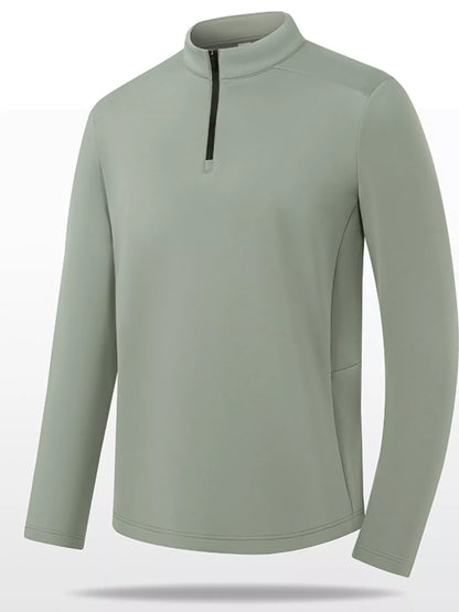 Men's Plus Size Quarter-Zip Long Sleeve Sweatshirt - Farnelli