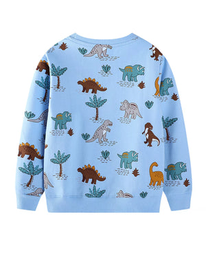 Children's Dinosaur Print Crew Neck Sweatshirt - Farnelli