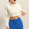 HYFVE Crew Neck Long Sleeve Crop Sweatshirt - WHITE