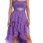 CLEARANCE - Juliet 1226 Dress High Low Chiffon Strapless Layer Skirt Rhinestones (Size 2XL)