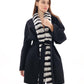 Genuine  French Orylag Fur Italian Cashmere Wool Coat 85cm