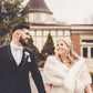 Ivory with Black Bridal Fur Shawl (Lilian Wht03)