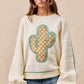 BiBi Cactus Embroidered Fleece Sweatshirt - Farnelli