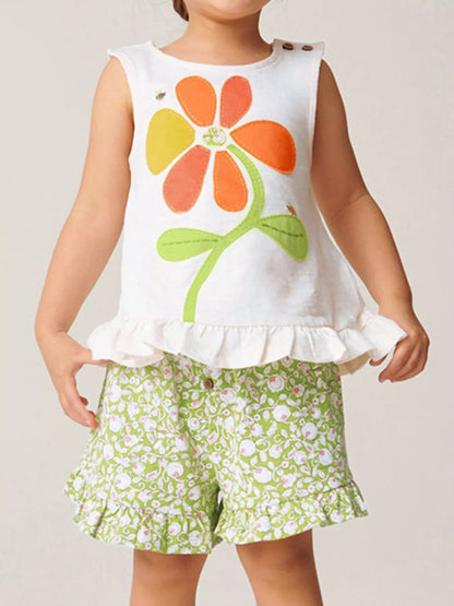 Children's Ruffle Trim Tank and Shots Set - Farnelli