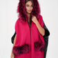 Saga®Furs Silver Fox Wool Alpaca Poncho Vest in Fuchsia