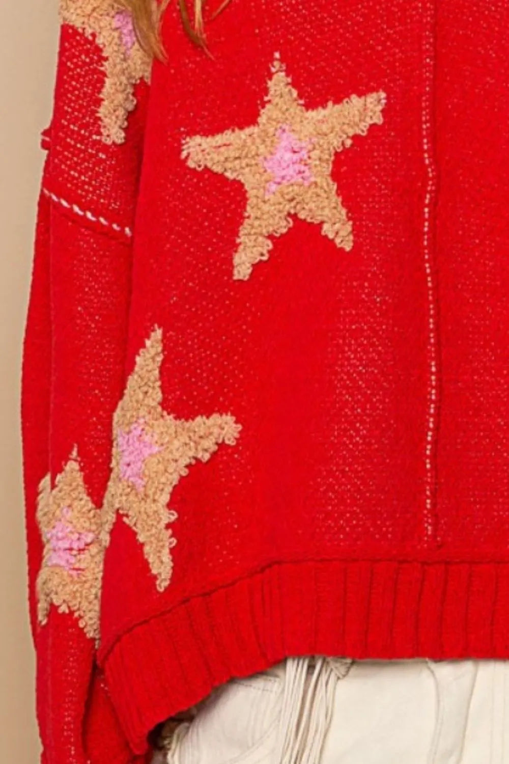 POL Long Sleeve Star Patch Sweater - Farnelli