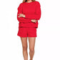 Zenana Fleece Round Neck Sweatshirt and Shorts Set - Farnelli