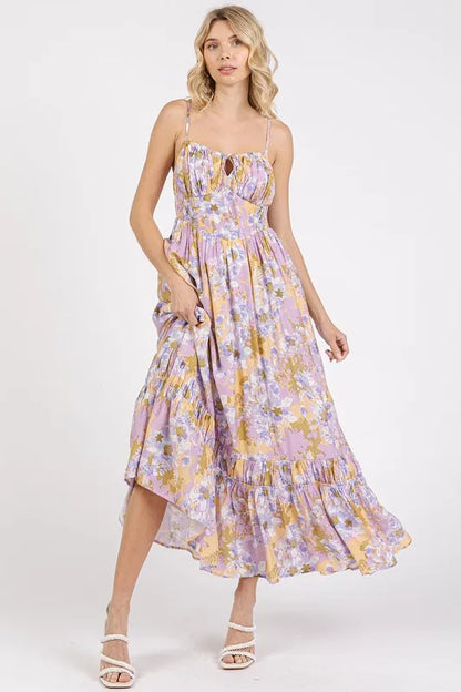 Mittoshop Floral Smocked Back Ruffled Hem Maxi Cami Dress - Farnelli