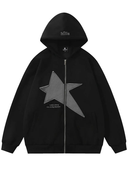 Men's Star Zip-Up Long Sleeve Hoodie - Farnelli
