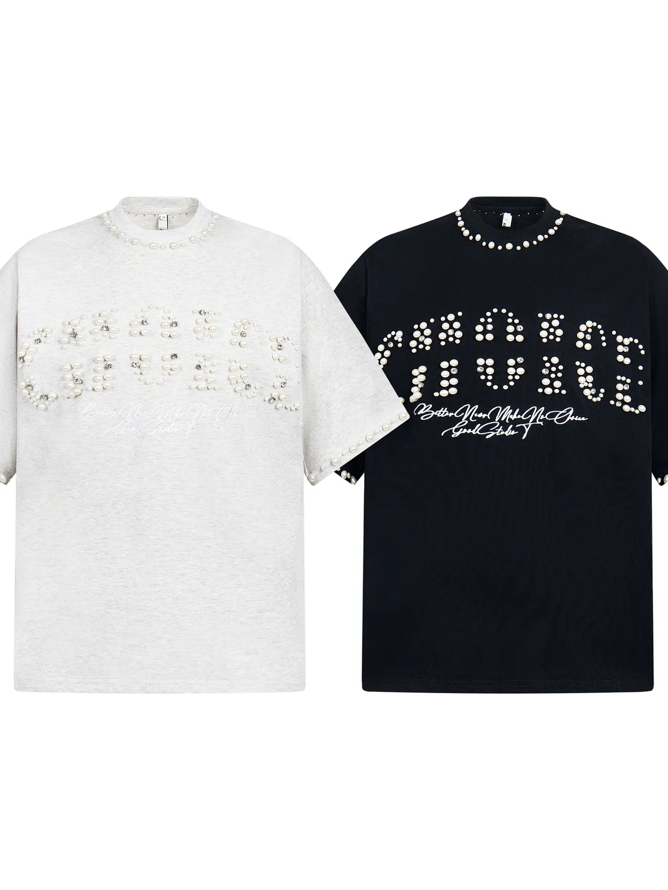 Men's Pearl Detail Round Neck T-Shirt - Farnelli