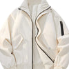 Men's Plus Size Casual Stand Collar Lightweight Bomber Jacket - Ivory