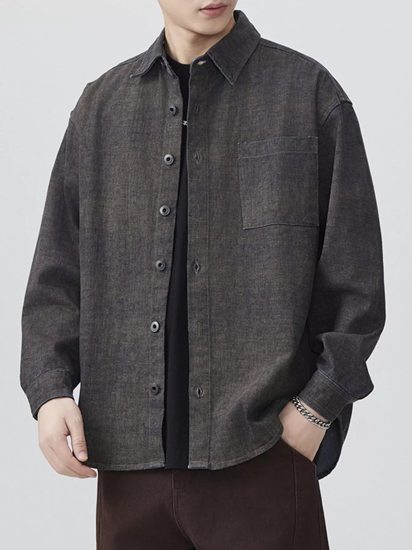 Men's Plus Size Button Up Long Sleeve Shirt - Farnelli