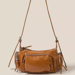 Fame Glossy Faux Leather Multi Pocket Hand Bag - Farnelli