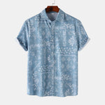 Men's Printed Short Sleeve Button-Up Shirt - Farnelli
