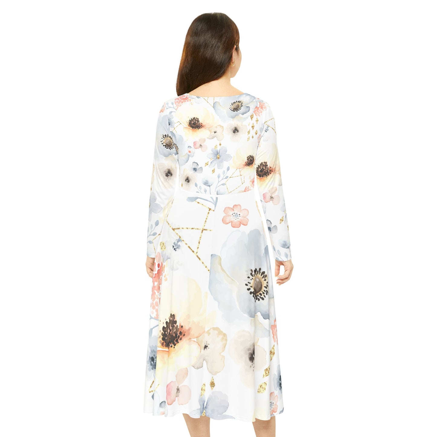 Floral Long Sleeve Dance Dress for Women, Perfect for Parties, Recitals, Spring Celebrations, Evening Outings, Dance Classes
