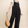 Kori America Full Size Sleeveless Ruched Wide Leg Overalls - Black