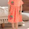 Children's Strawberry Print Casual Dress - Orange