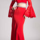Cinderella Divine 13114 Two Piece Gown Cold Shoulder Trumpet Sleeves