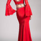 Cinderella Divine 13114 Two Piece Gown Cold Shoulder Trumpet Sleeves