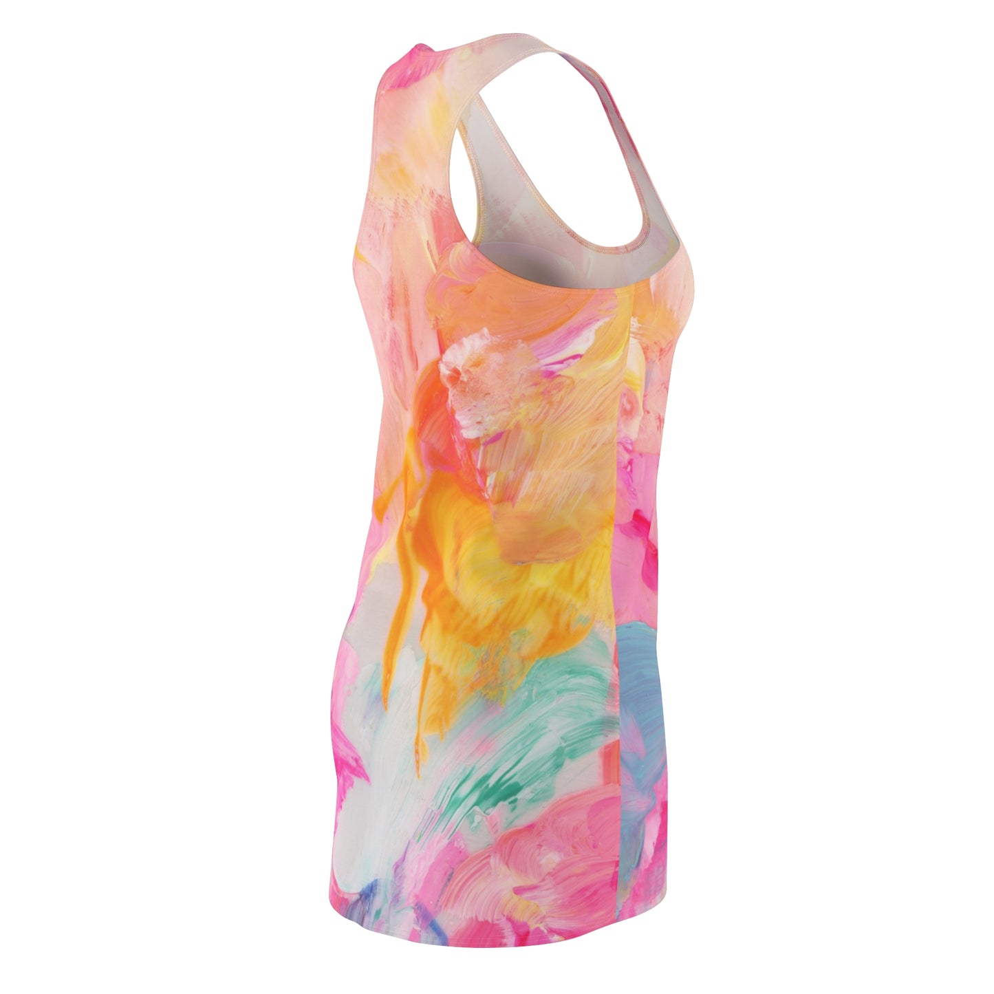 Vibrant Floral Racerback Dress, Summer Dress, Casual Dress, Beachwear, Festival Outfit, Art-Inspired Fashion