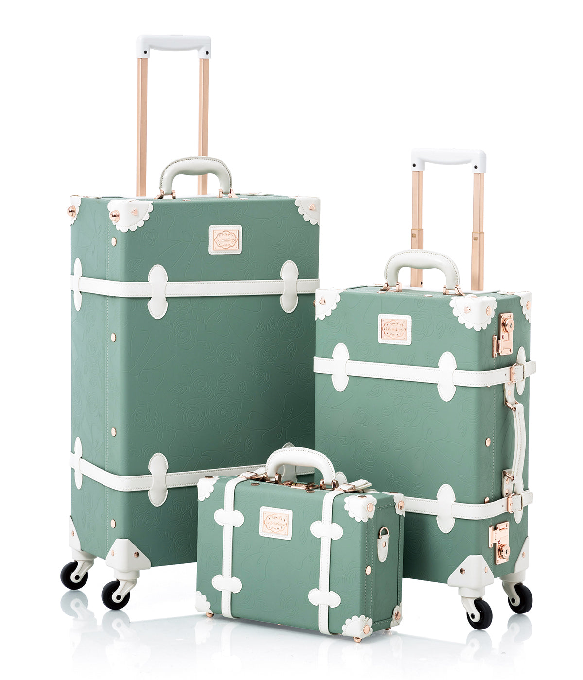 COTRUNKAGE Riviera 3-piece luggage set with durable suitcases and carry-ons in sleek design for travel.