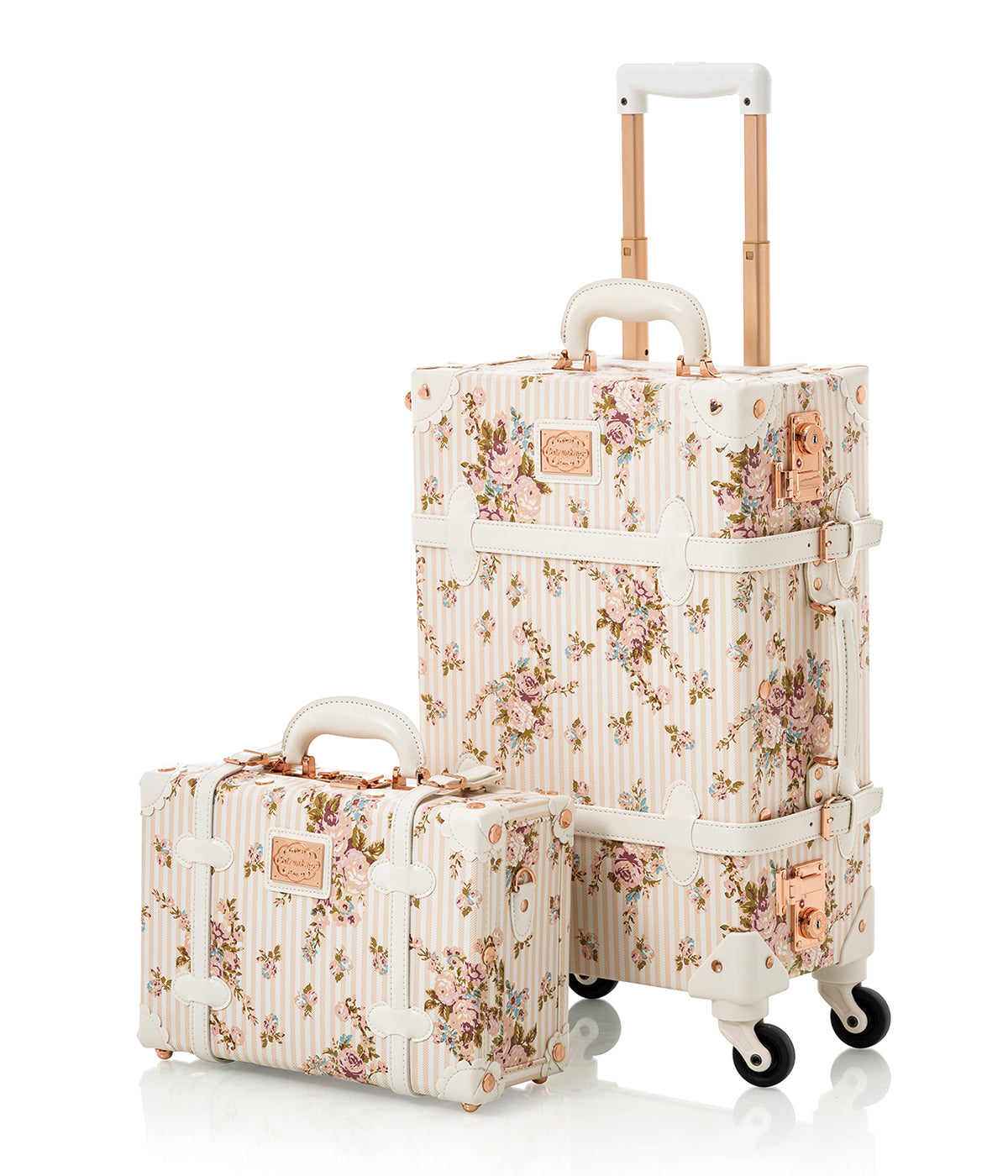 COTRUNKAGE Botanica Carry-on Set train case with floral design, compact luggage perfect for travel and organization.