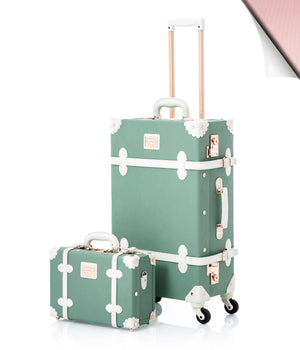 COTRUNKAGE Riviera Large Check-in Suitcase Set with train case, durable exterior, and spacious interior for travel luggage.