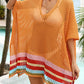 Slit Openwork V-Neck Half Sleeve Cover-Up - Farnelli