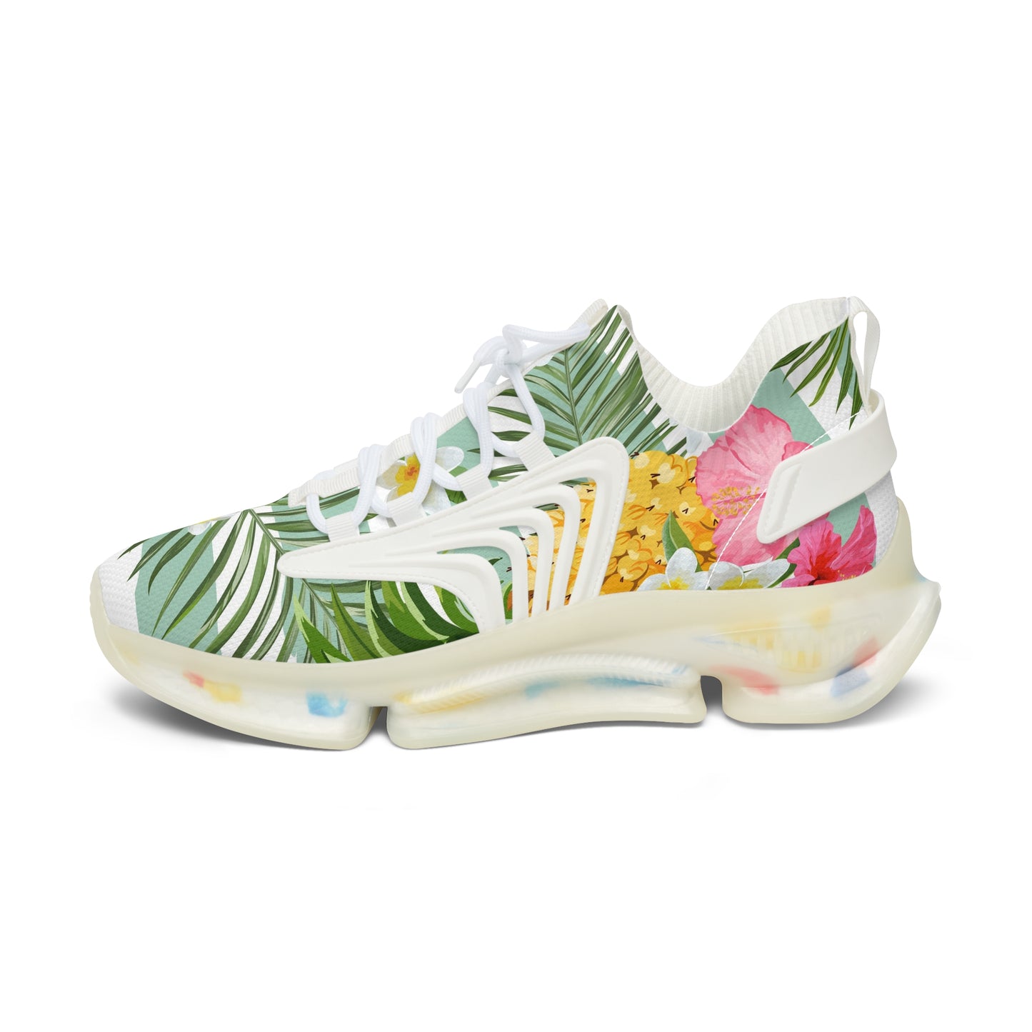 Tropical Women's Mesh Sneakers for Summer Vibes, Floral Athletic Shoes, Stylish Comfortable Sneakers, Beach Footwear, Gift for Her