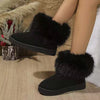 Fuzzy Trim Ankle Boots - Black