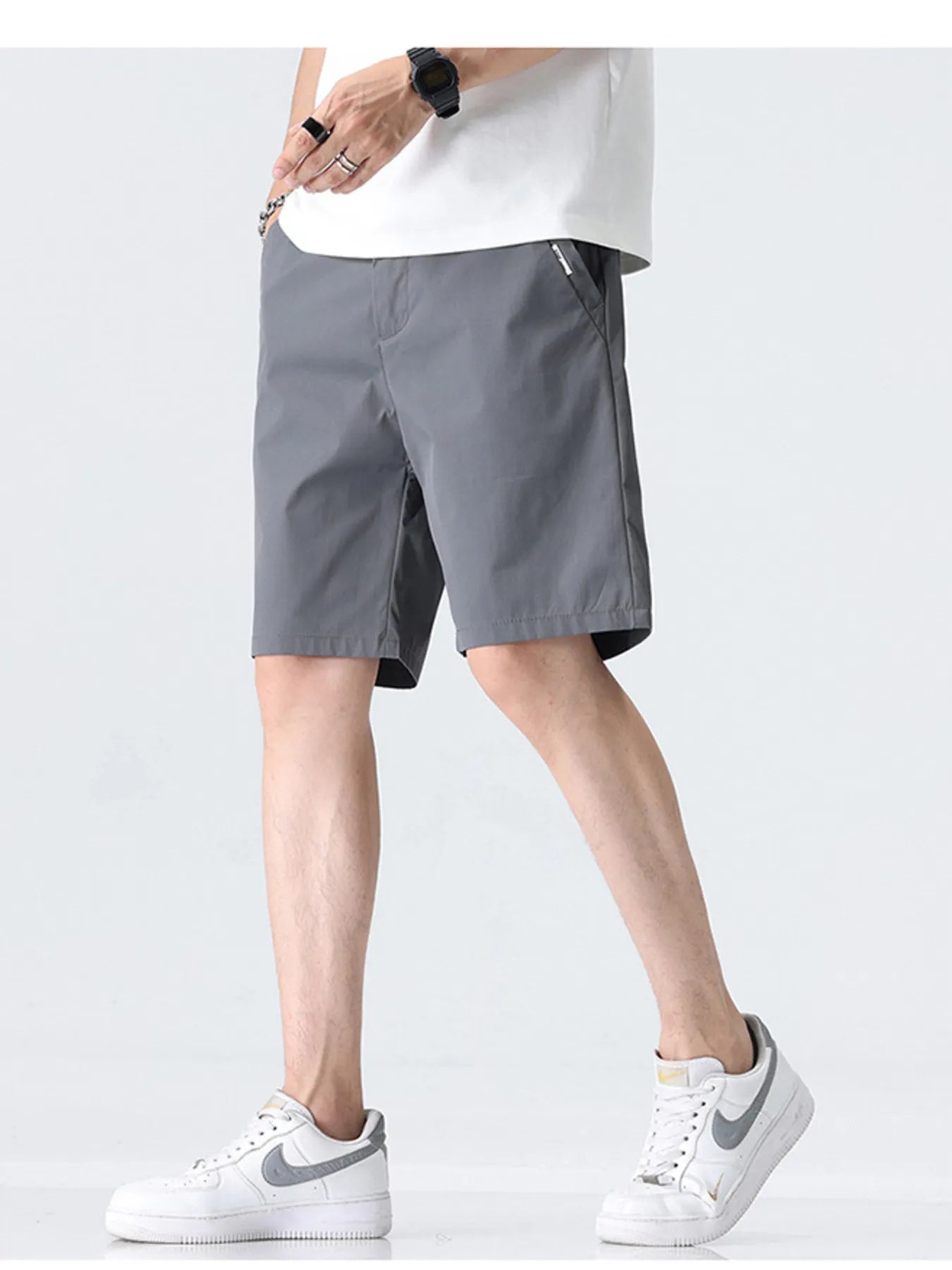 Men's Plus Size Elastic Waistband Shorts with Pockets - Farnelli