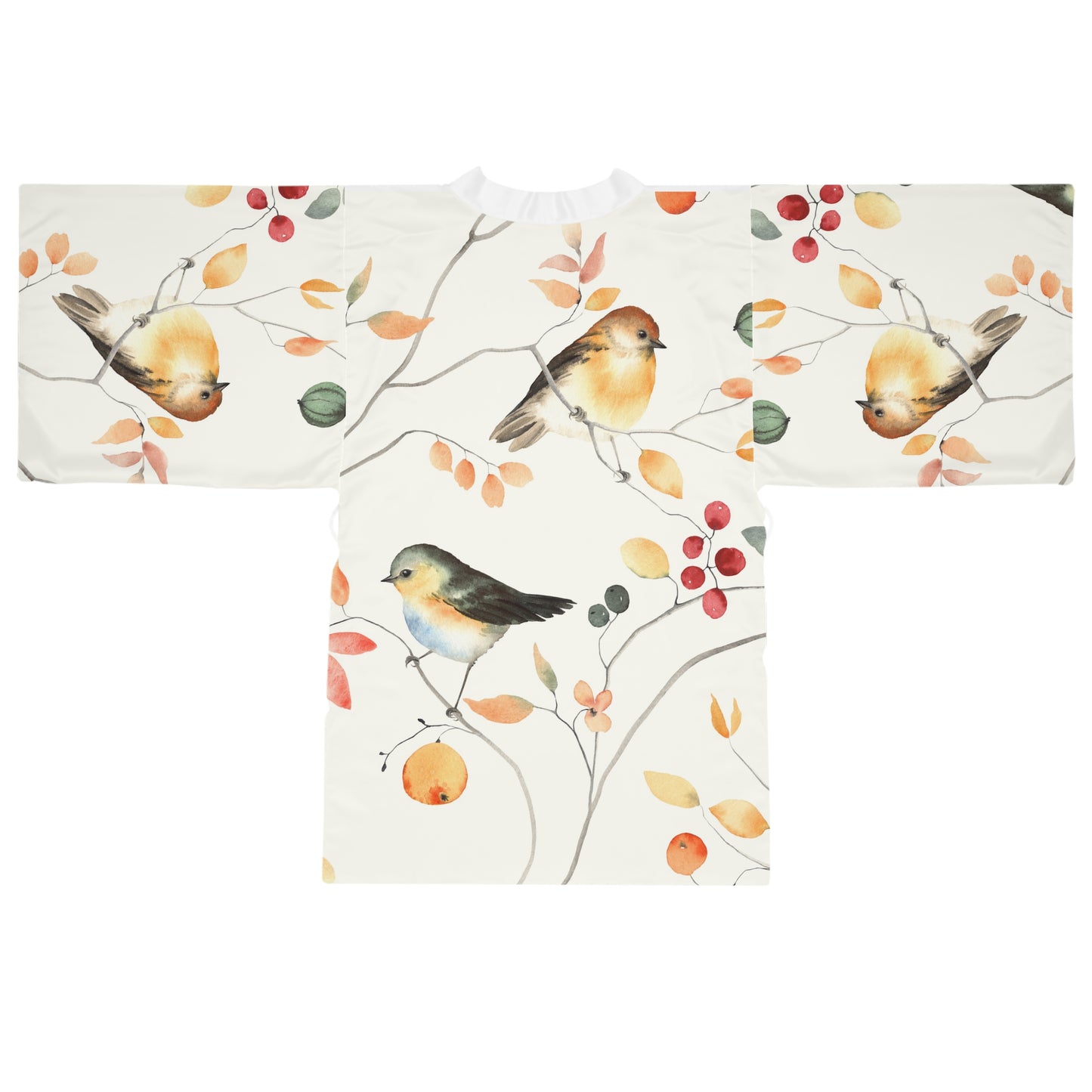 Botanical Bird Long Sleeve Kimono Robe | Cozy Loungewear, Relaxing Spa Gift, Boho Home Decor, Nature-Inspired Gift, Spring Fashion