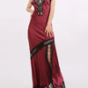 Slit Lace Detail Maxi Cami Dress - Burgundy