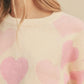 Heart Ribbed Hem Long Sleeve Sweater - Farnelli