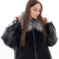 Genuine Silver Fox Fur Italian Cashmere Wool Freudenberg Comfortemp® Coat