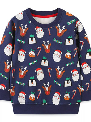 Children's Christmas Print Crew Neck Sweatshirt - Farnelli