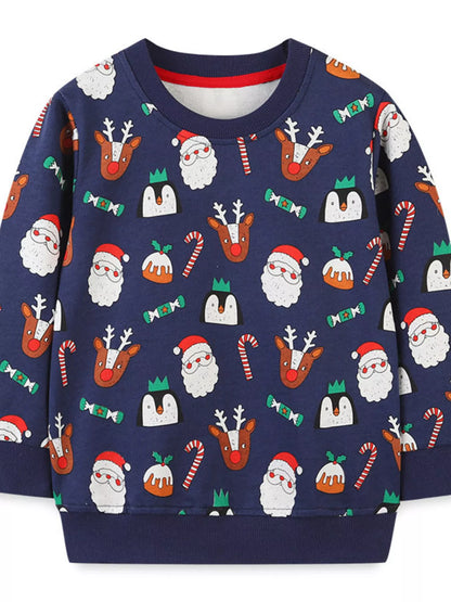 Children's Christmas Print Crew Neck Sweatshirt - Farnelli