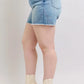 Judy Blue Full Size High Waist Western Embroidery Detail Cut Off Denim Shorts Plus Size - Farnelli